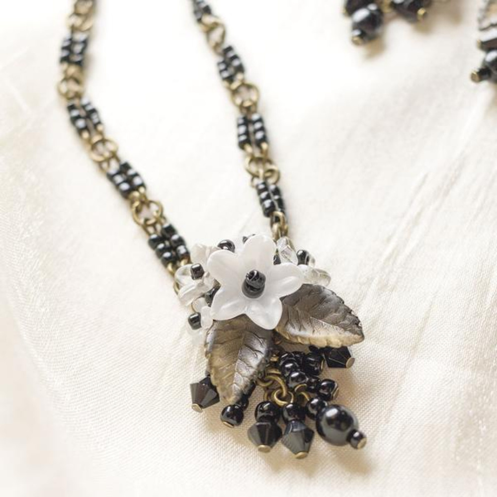 Black & White Posey Necklace, Made in USA